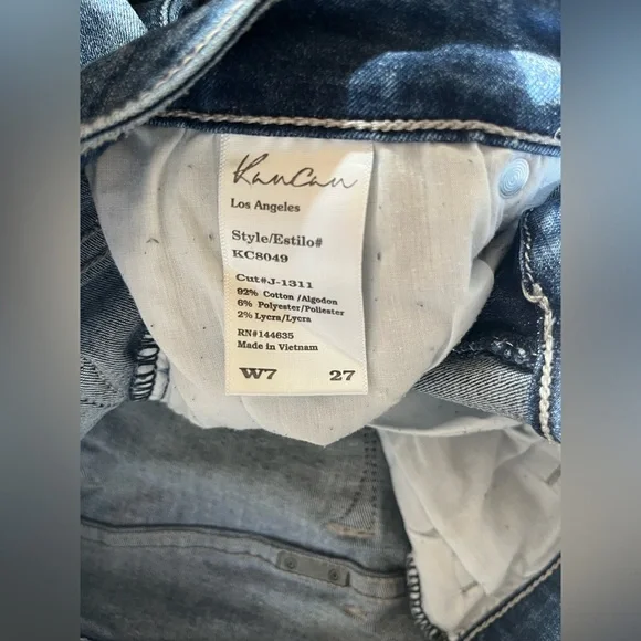 kancan women’s dark wash light distressed skinny denim jeans - Picture 3 of 3